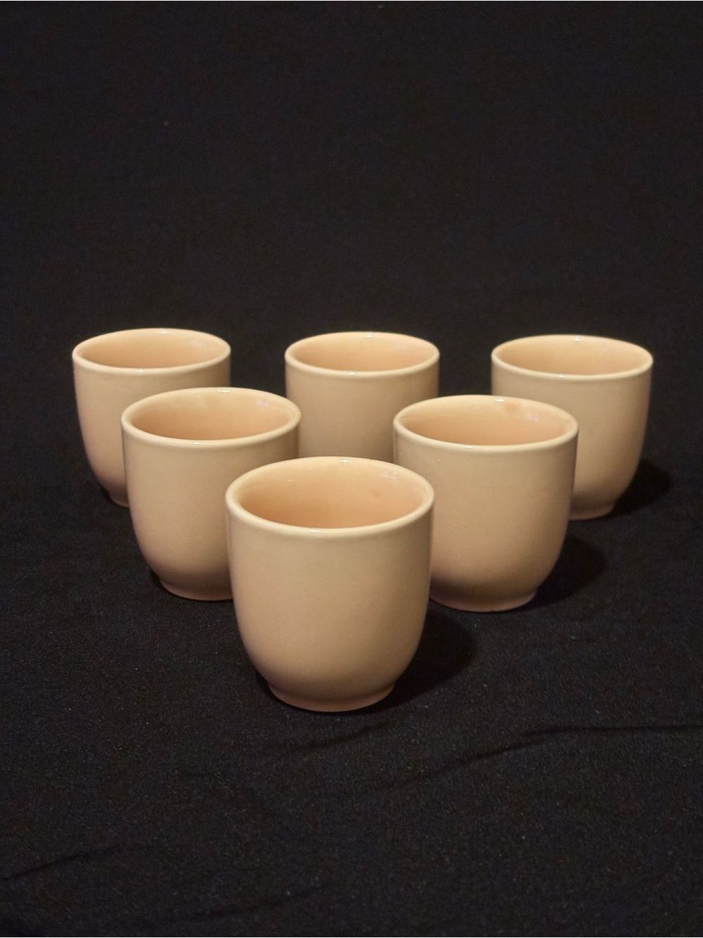 Set of 6 Small Pink Ceramic Handleless Cups